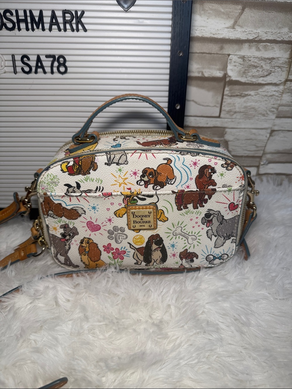Disney Dooney and Bourke Dogs Paw Prints Sketch Ambler Crossbody Bag - Picture 1 of 16